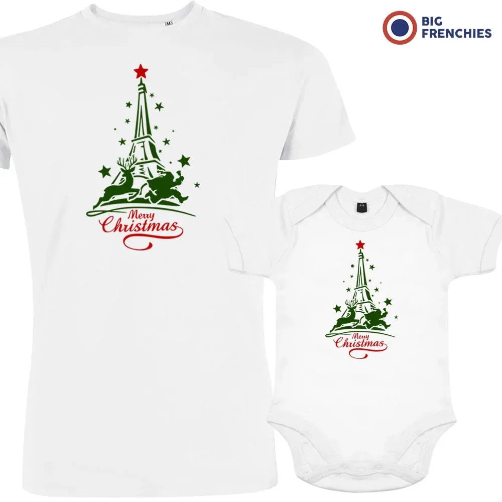 Christmas Eiffel Tower Dad and Child Organic Cotton family Set (Set of 2) - Create Marketplace