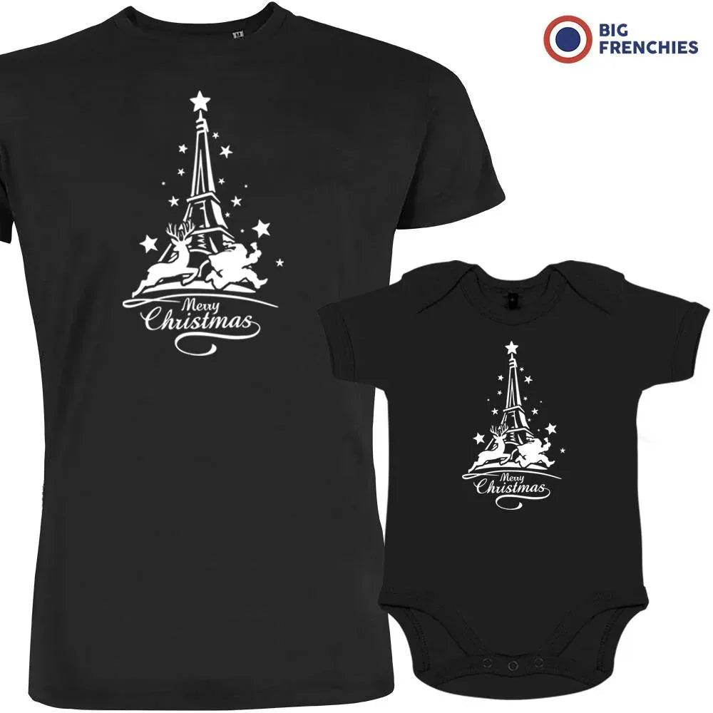 Christmas Eiffel Tower Dad and Child Organic Cotton family Set (Set of 2) - Create Marketplace