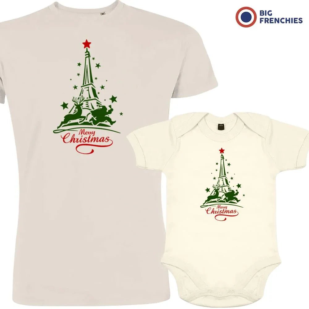Christmas Eiffel Tower Dad and Child Organic Cotton family Set (Set of 2) - Create Marketplace