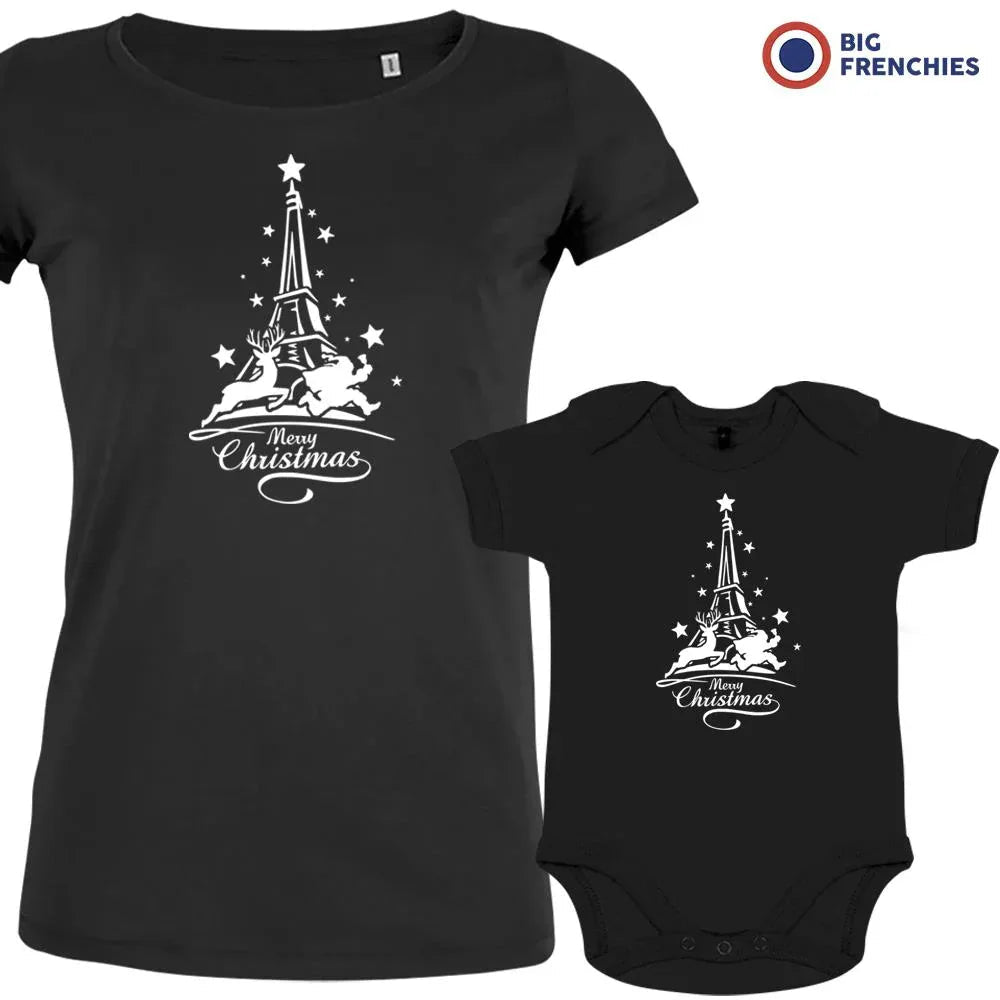 Christmas Eiffel Tower Mom and Child Organic Cotton family Set (Set of 2) - Create Marketplace