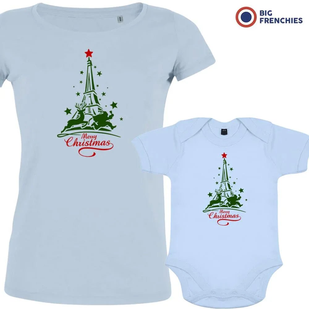 Christmas Eiffel Tower Mom and Child Organic Cotton family Set (Set of 2) - Create Marketplace