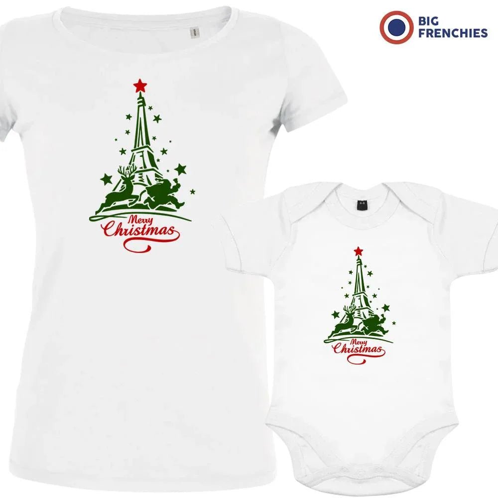 Christmas Eiffel Tower Mom and Child Organic Cotton family Set (Set of 2) - Create Marketplace