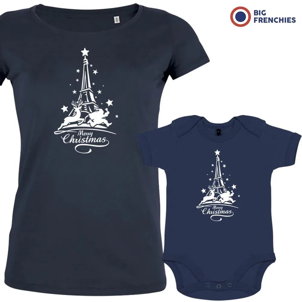 Christmas Eiffel Tower Mom and Child Organic Cotton family Set (Set of 2) - Create Marketplace