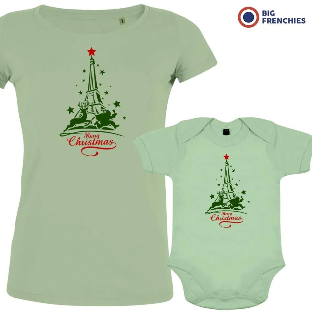 Christmas Eiffel Tower Mom and Child Organic Cotton family Set (Set of 2) - Create Marketplace