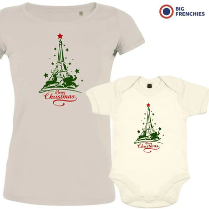 Christmas Eiffel Tower Mom and Child Organic Cotton family Set (Set of 2) - Create Marketplace