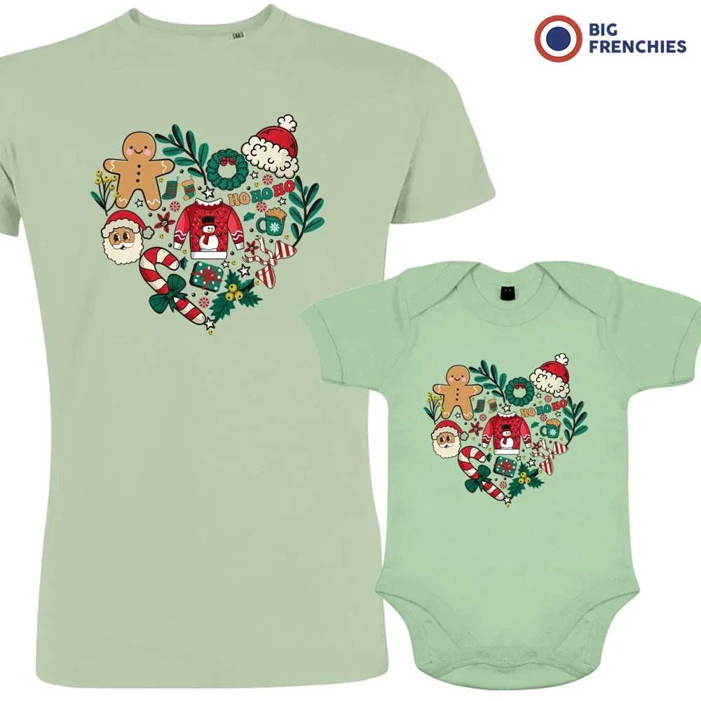 Christmas Heart Dad and Child Organic Cotton family Set (Set of 2) - Create Marketplace