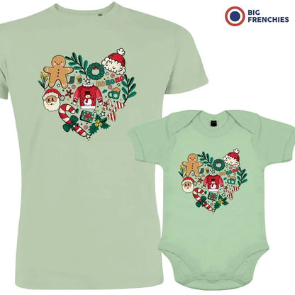 Christmas Heart Dad and Child Organic Cotton family Set (Set of 2) - Create Marketplace