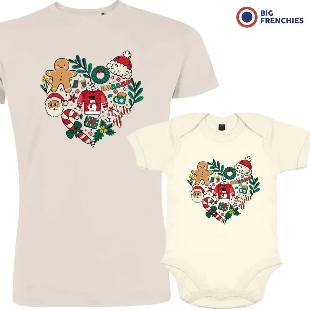 Christmas Heart Dad and Child Organic Cotton family Set (Set of 2) - Create Marketplace