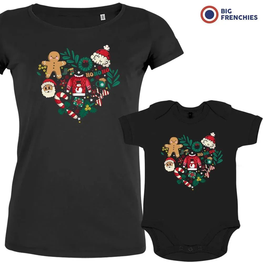 Christmas Heart Mom and Child Organic Cotton family Set (Set of 2) - Create Marketplace