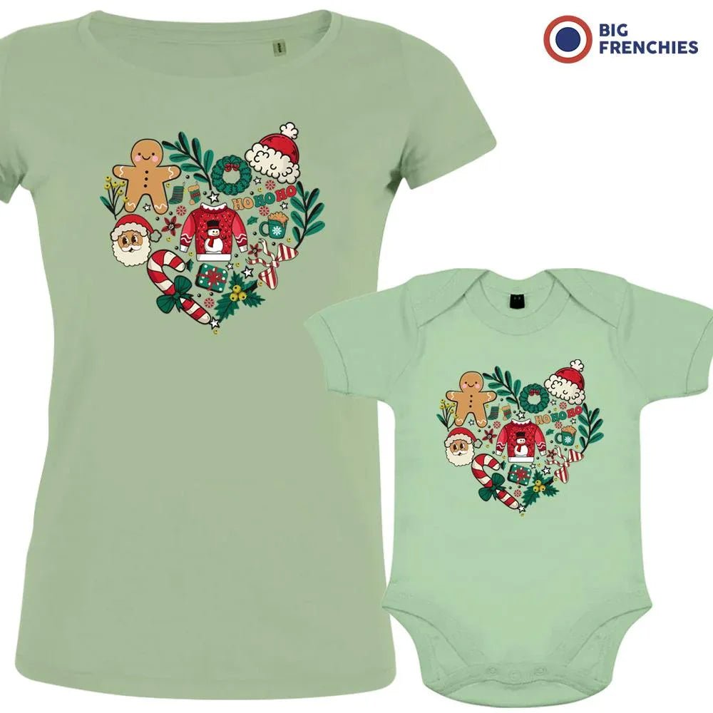 Christmas Heart Mom and Child Organic Cotton family Set (Set of 2) - Create Marketplace