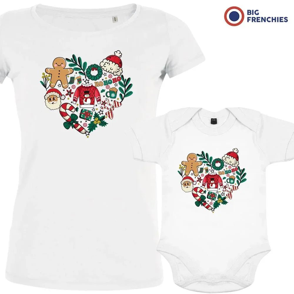 Christmas Heart Mom and Child Organic Cotton family Set (Set of 2) - Create Marketplace