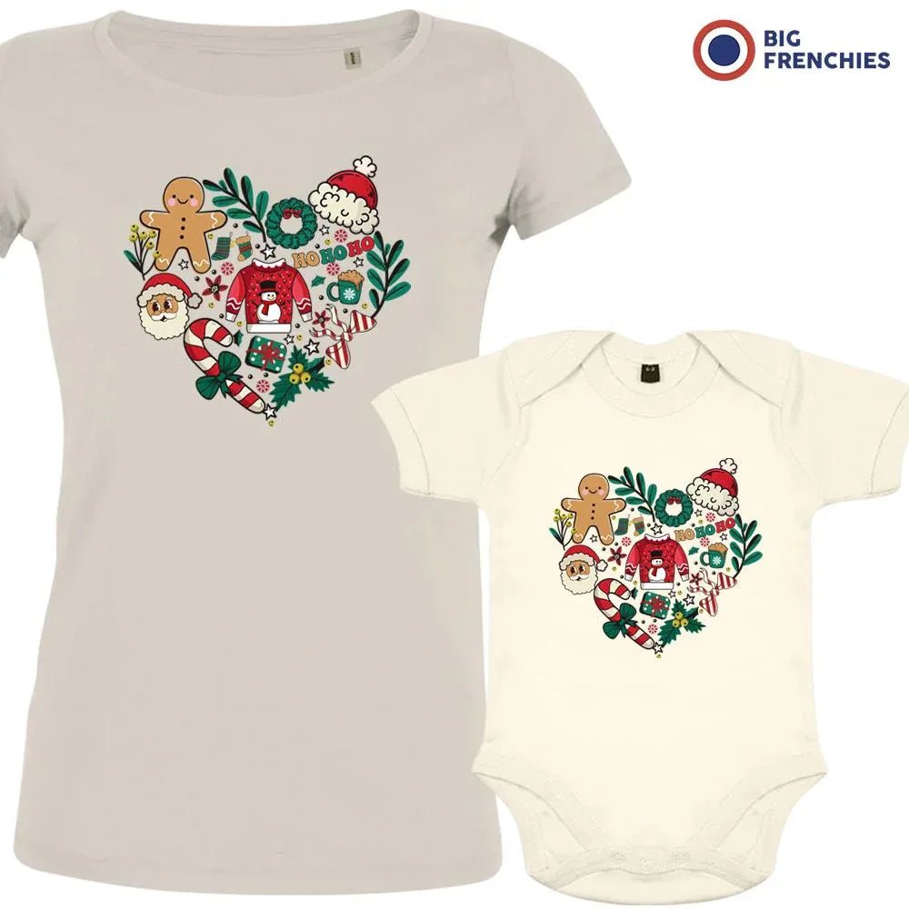 Christmas Heart Mom and Child Organic Cotton family Set (Set of 2) - Create Marketplace