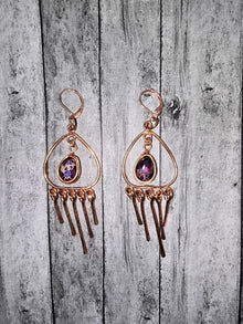 Copper purple dangle earrings - Create Marketplace