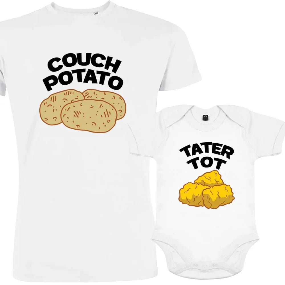 Couch Potato and Tater Tot Dad and Child Matching Organic Cotton Outfit - Create Marketplace