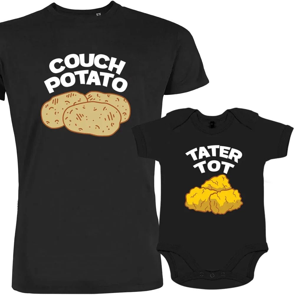 Couch Potato and Tater Tot Dad and Child Matching Organic Cotton Outfit - Create Marketplace
