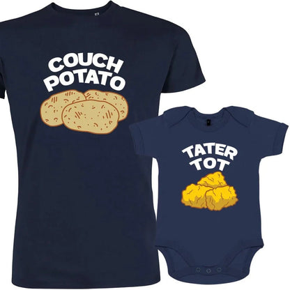 Couch Potato and Tater Tot Dad and Child Matching Organic Cotton Outfit - Create Marketplace