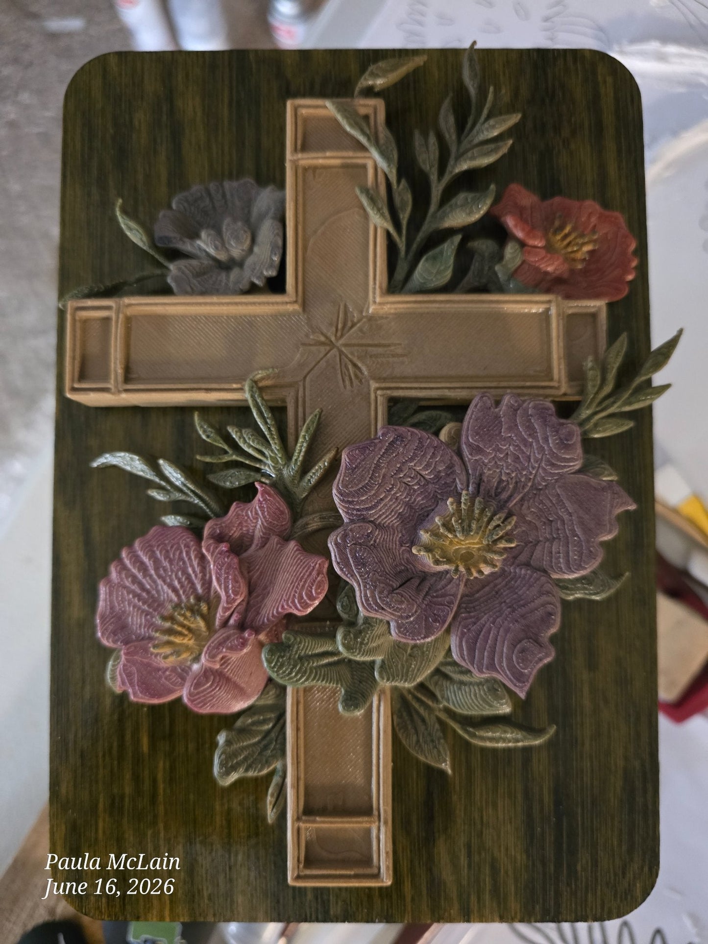 Cross W/Flowers Wall Plaque - Create Marketplace