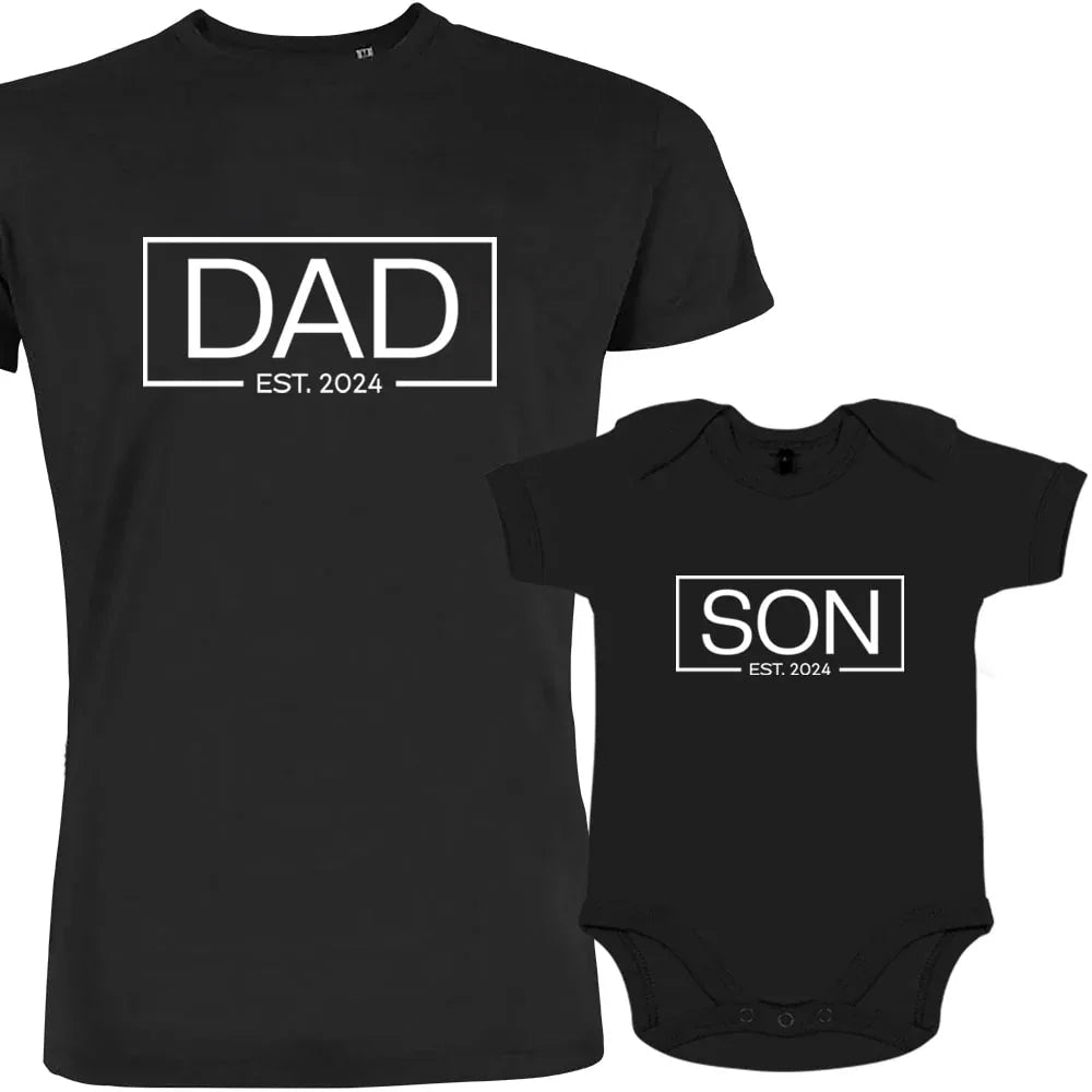 Dad and Son Est 2024 Matching Organic Cotton Outfit - Create Marketplace