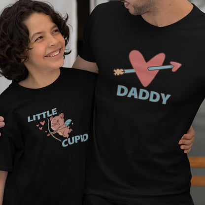 Daddy Heart Arrow And Little Cupid Dad and Child Organic Cotton T-Shirts family Set (Set of 2) - Create Marketplace