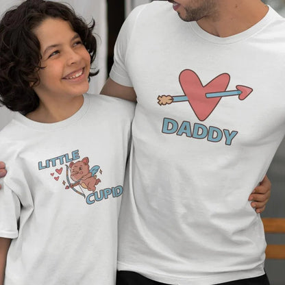 Daddy Heart Arrow And Little Cupid Dad and Child Organic Cotton T-Shirts family Set (Set of 2) - Create Marketplace