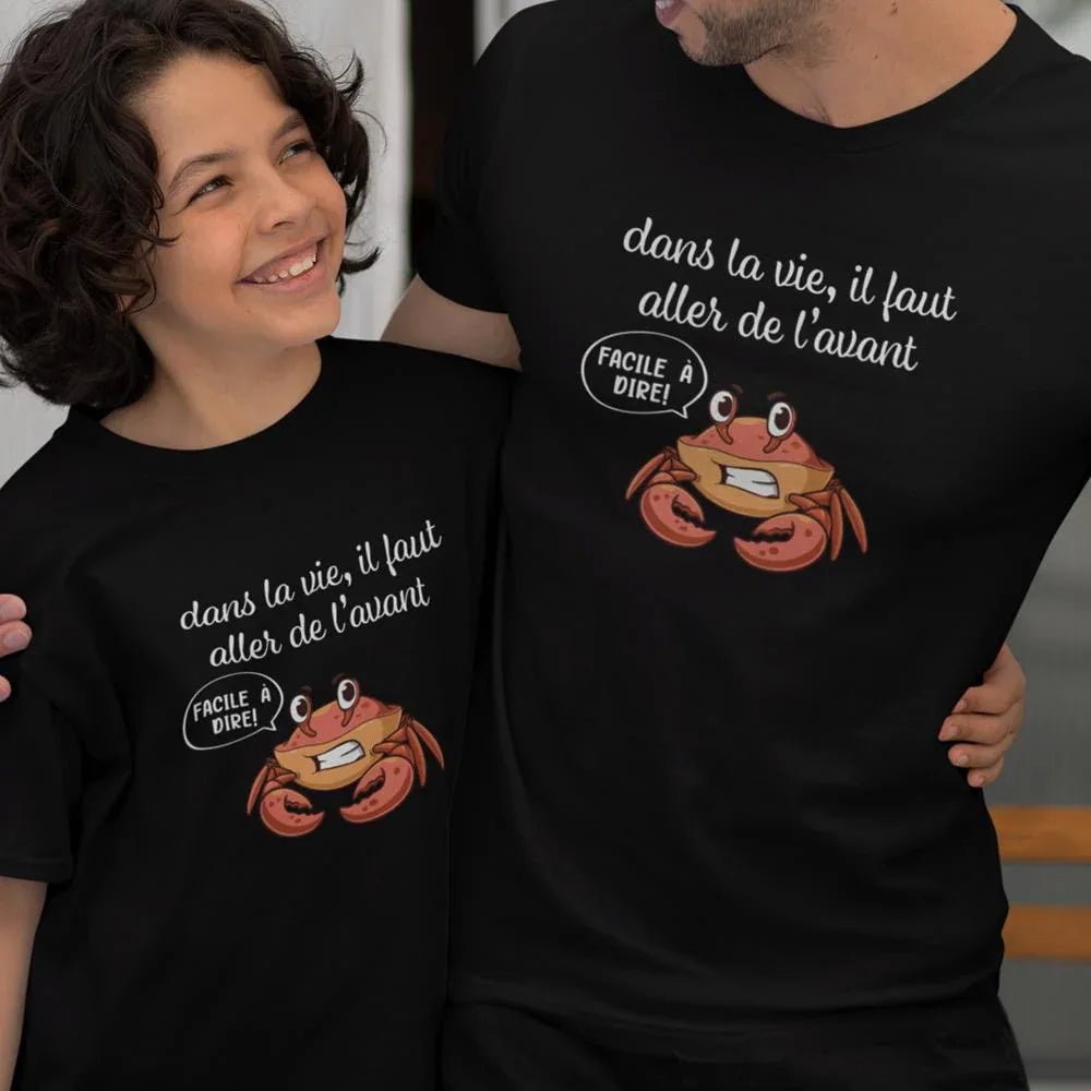 Dans La Vie Il Faut Aller De L'avant Dad and Child Organic Cotton T-Shirts family Set (Set of 2) - Create Marketplace