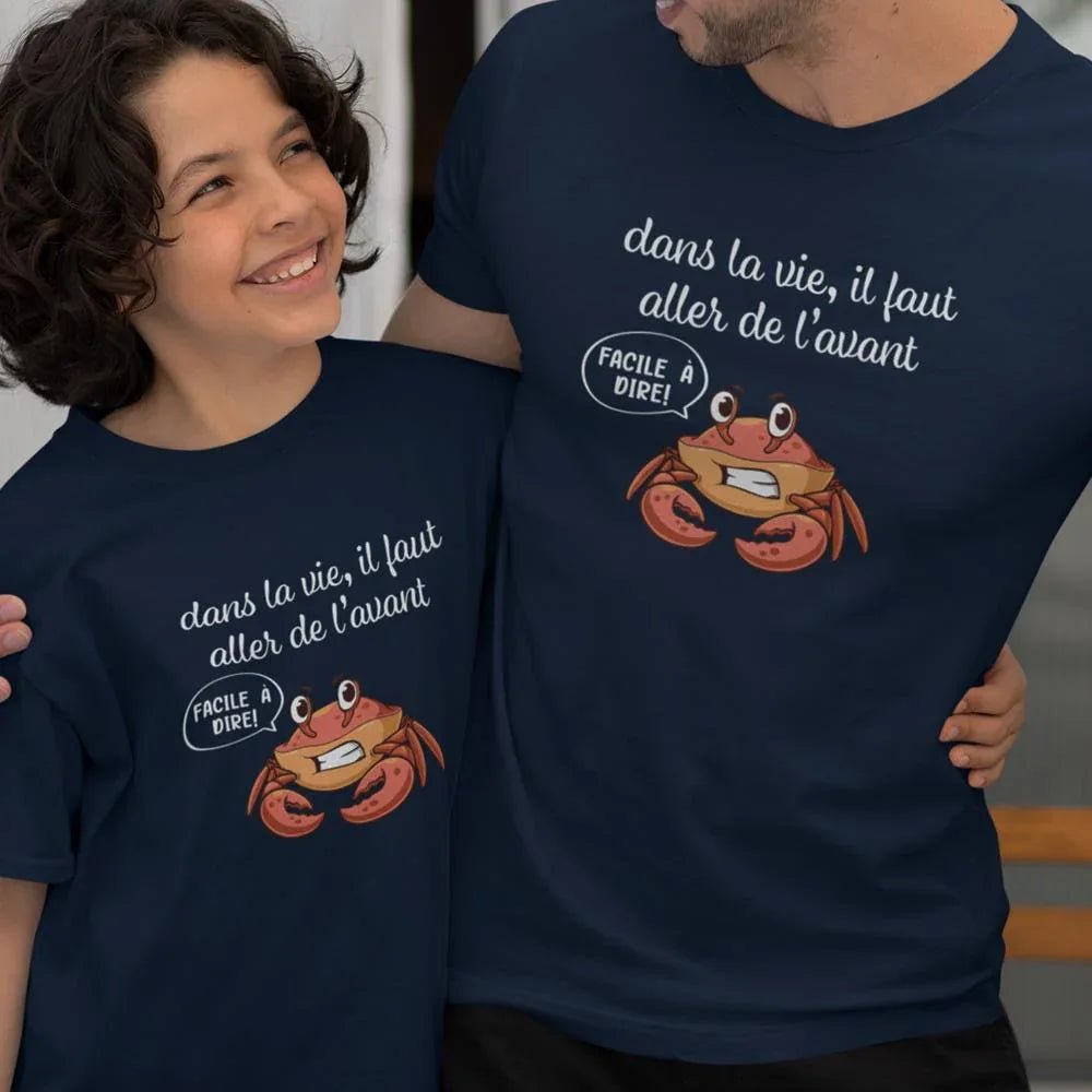 Dans La Vie Il Faut Aller De L'avant Dad and Child Organic Cotton T-Shirts family Set (Set of 2) - Create Marketplace