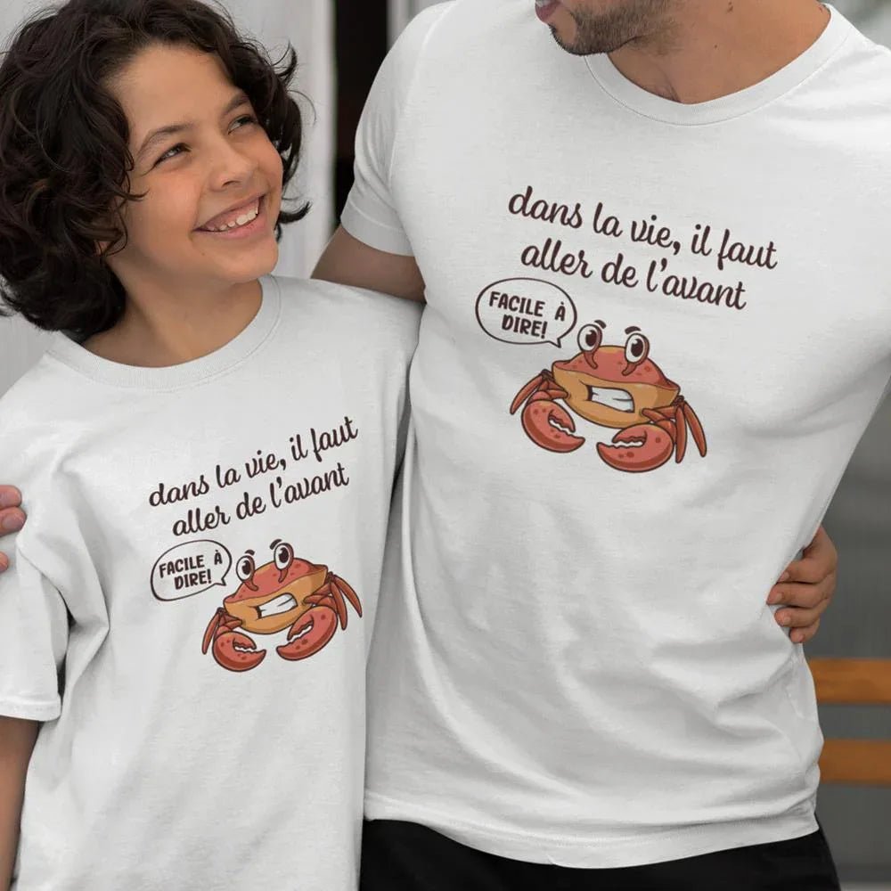 Dans La Vie Il Faut Aller De L'avant Dad and Child Organic Cotton T-Shirts family Set (Set of 2) - Create Marketplace