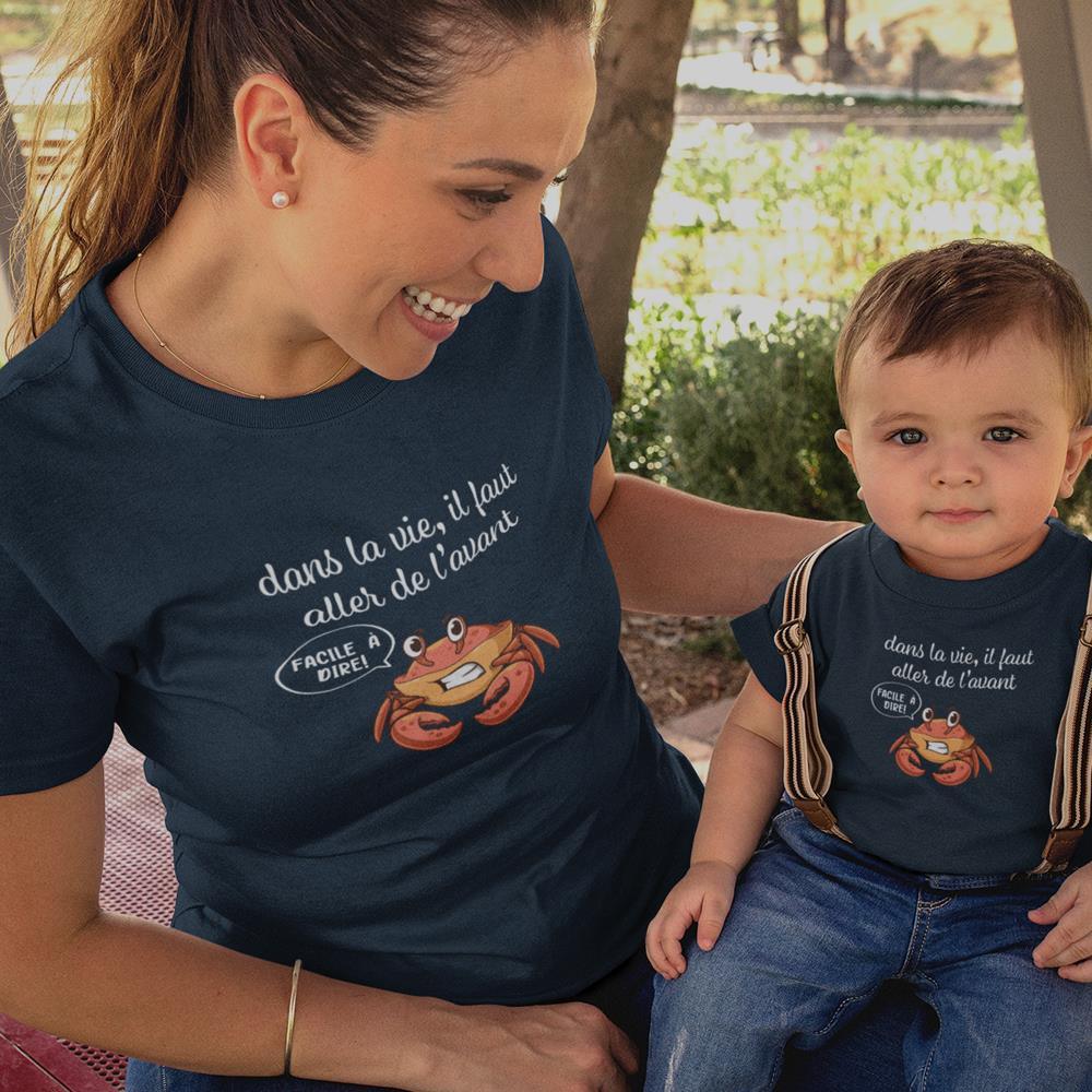 Dans La Vie Il Faut Aller De L'avant Mom and Child Organic Cotton T-Shirts family Set (Set of 2) - Create Marketplace