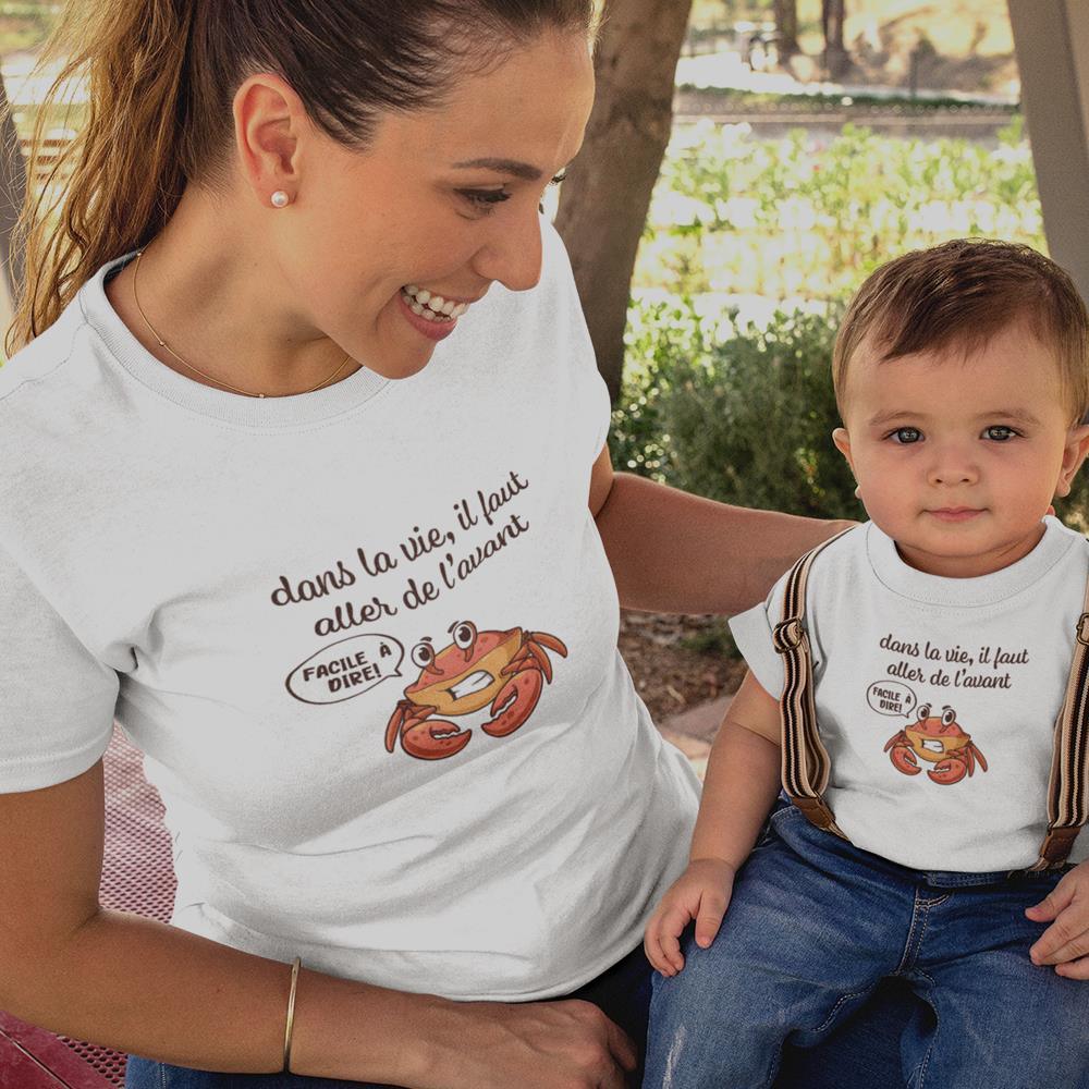 Dans La Vie Il Faut Aller De L'avant Mom and Child Organic Cotton T-Shirts family Set (Set of 2) - Create Marketplace