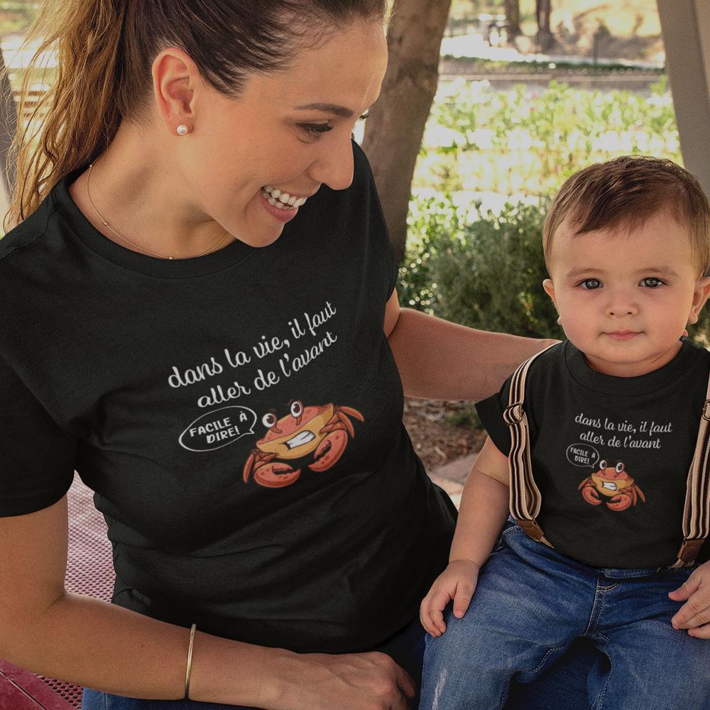 Dans La Vie Il Faut Aller De L'avant Mom and Child Organic Cotton T-Shirts family Set (Set of 2) - Create Marketplace