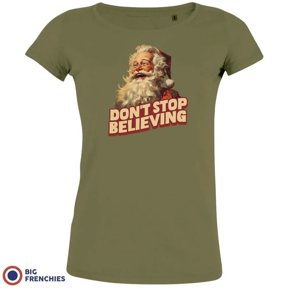 Don't Stop Believing Christmas Women's Organic Cotton Tee - Create Marketplace