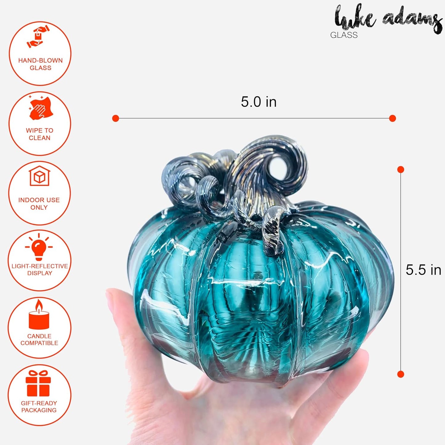 Handmade Glass Pumpkins Handmade Table Top Home Decor (Squat, Lagoon)
