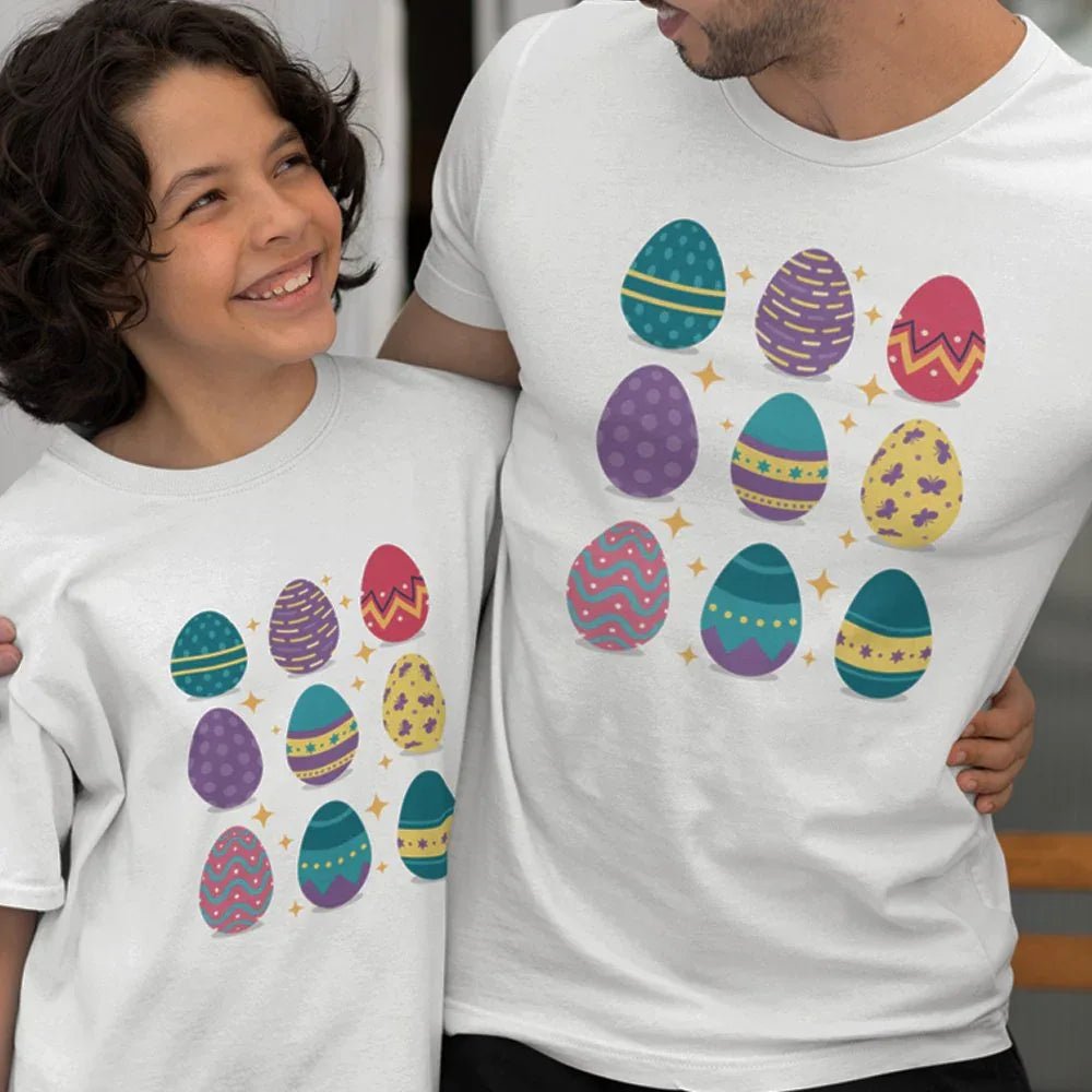 Easter Eggs Dad and Child Organic Cotton T-Shirts Family Set (Set of 2) - Create Marketplace