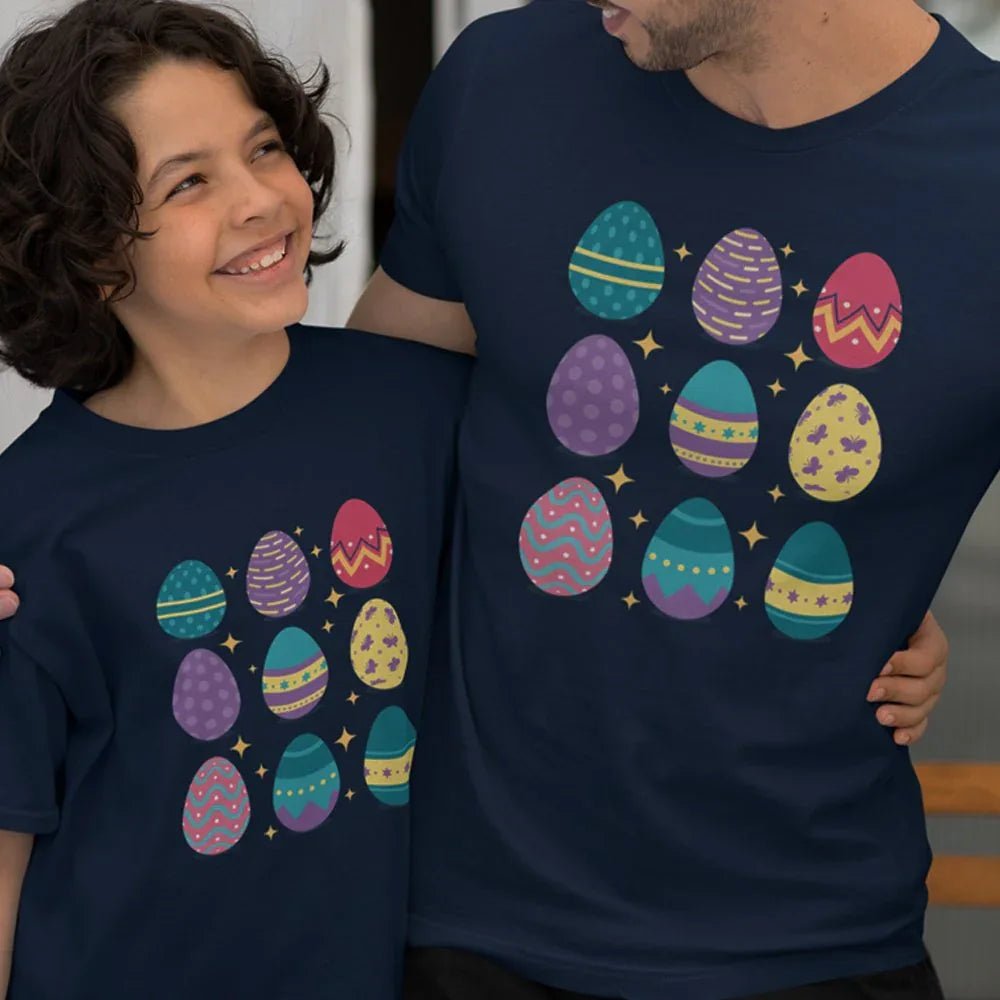 Easter Eggs Dad and Child Organic Cotton T-Shirts Family Set (Set of 2) - Create Marketplace