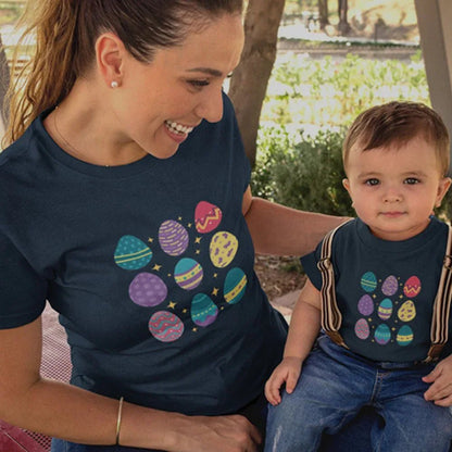 Easter Eggs Mom and Child Organic Cotton T-Shirts family Set (Set of 2) - Create Marketplace