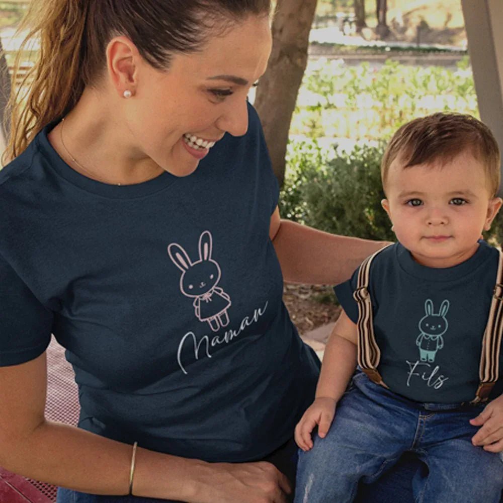 Easter Maman Fils Mom and Child Organic Cotton T-Shirts family Set (Set of 2) - Create Marketplace