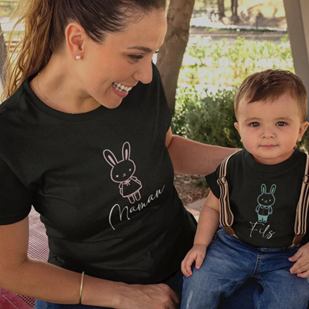 Easter Maman Fils Mom and Child Organic Cotton T-Shirts family Set (Set of 2) - Create Marketplace