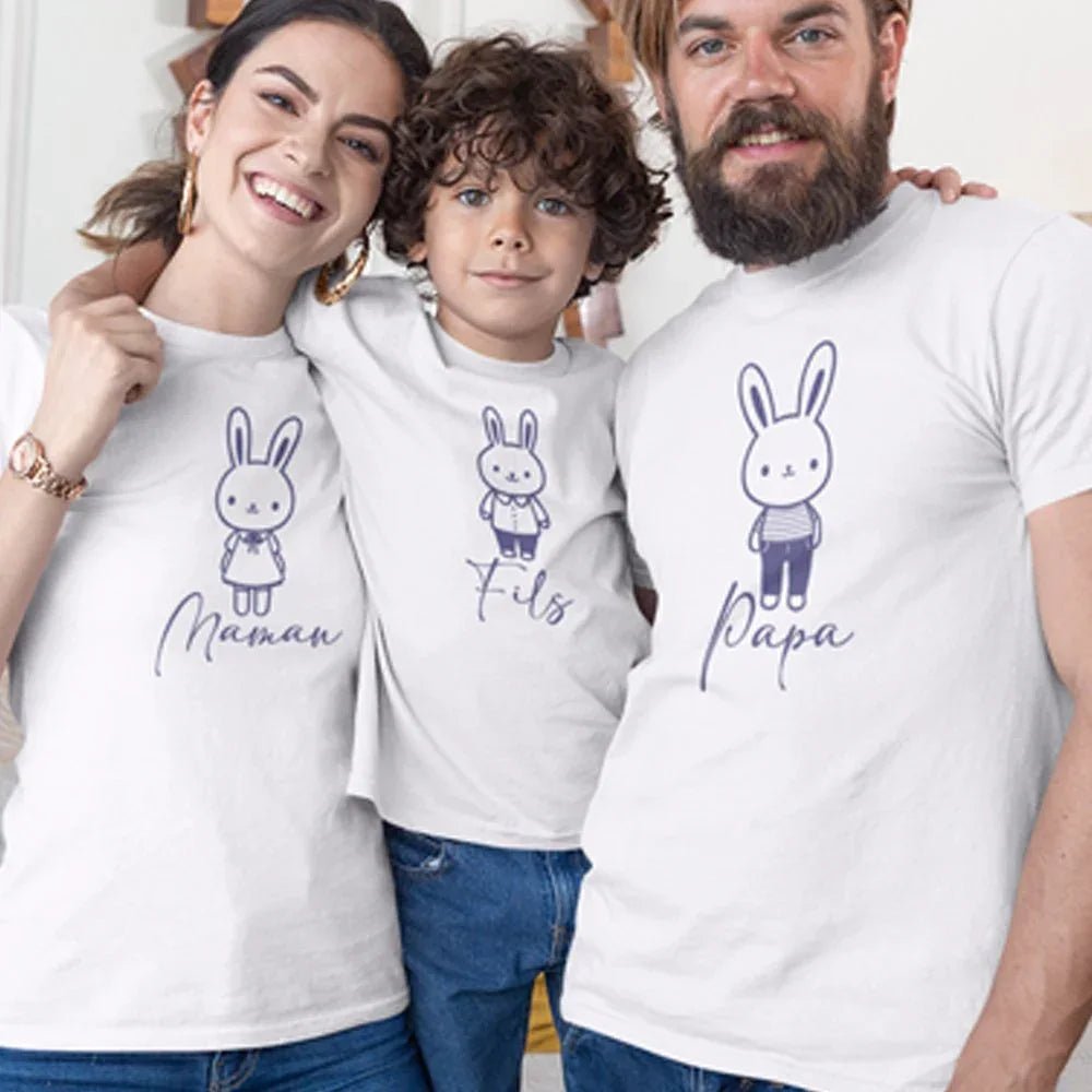 Easter Papa Maman Fils Matching Organic Cotton T-Shirts Family Set (Set of 3) - Create Marketplace