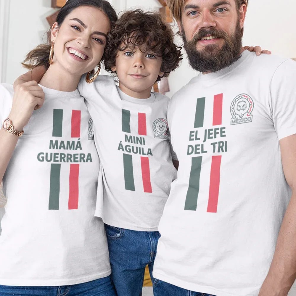 EL Jefe Del Tri, Mamá Guerrera, Mini Águila Dad Mom and Kid Matching Organic Cotton T-Shirts Family Set (Set of 3) - Create Marketplace