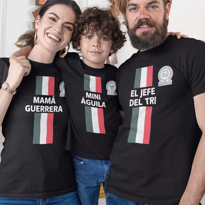 EL Jefe Del Tri, Mamá Guerrera, Mini Águila Dad Mom and Kid Matching Organic Cotton T-Shirts Family Set (Set of 3) - Create Marketplace