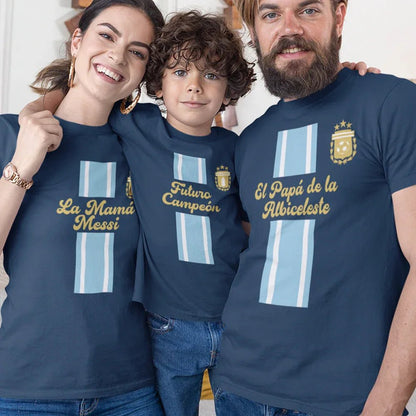El Papá De La Albiceleste, La Mamá Messi, Futuro Campeón Dad Mom and Kid Matching Organic Cotton T-Shirts Family Set (Set of 3) - Create Marketplace