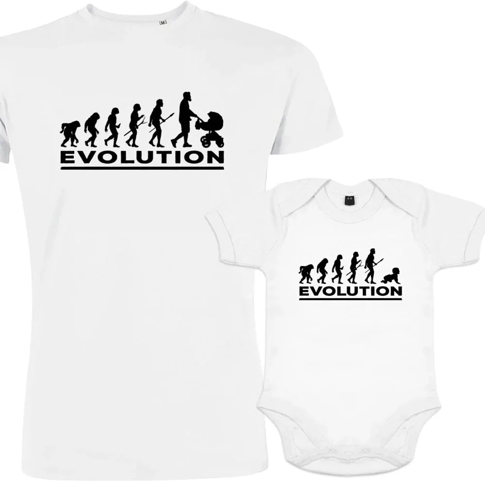 Evolution Dad and Child Matching Organic Cotton Outfit - Create Marketplace