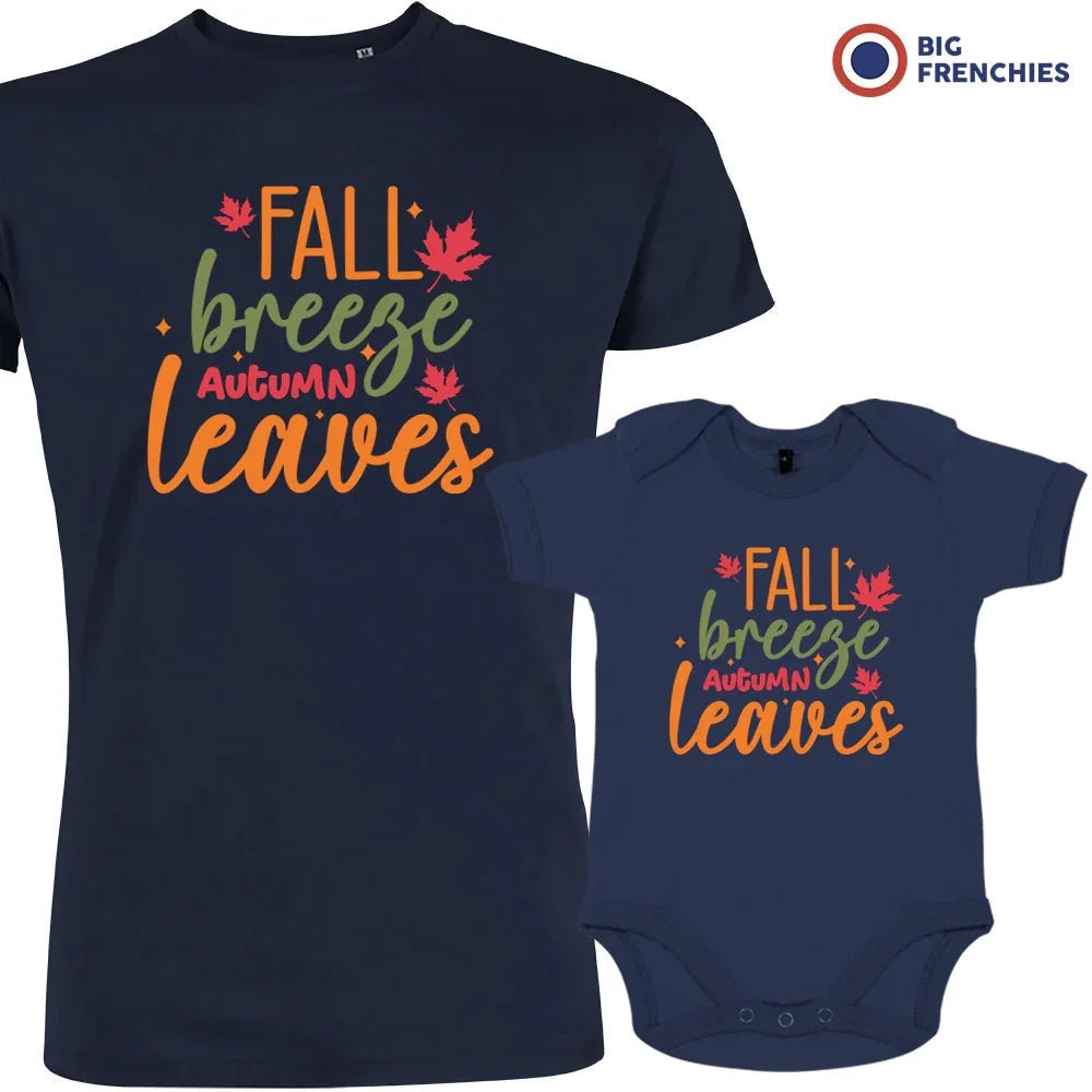 Fall Breeze Autumn Leaves Dad and Child Organic Cotton family Set (Set of 2) - Create Marketplace