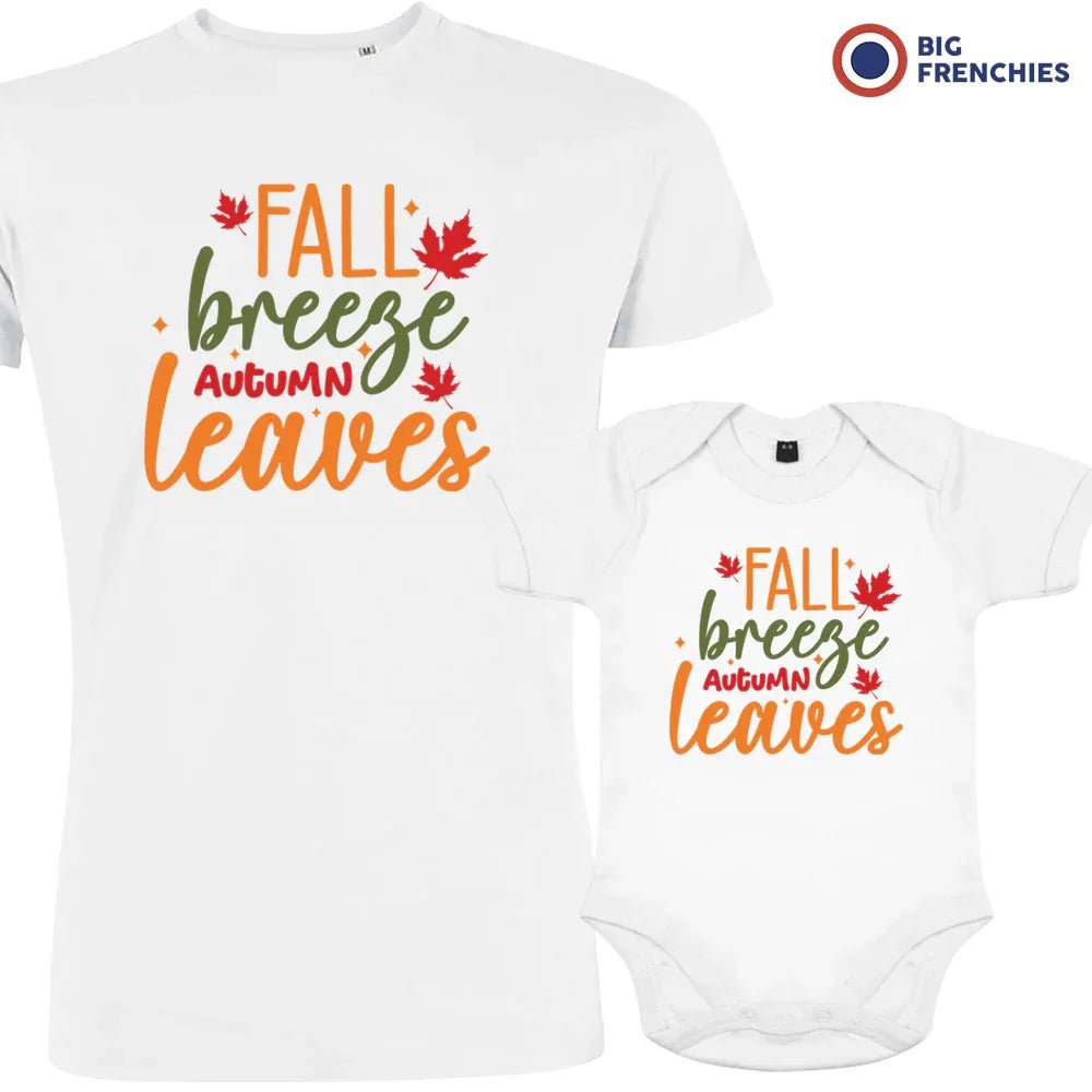 Fall Breeze Autumn Leaves Dad and Child Organic Cotton family Set (Set of 2) - Create Marketplace