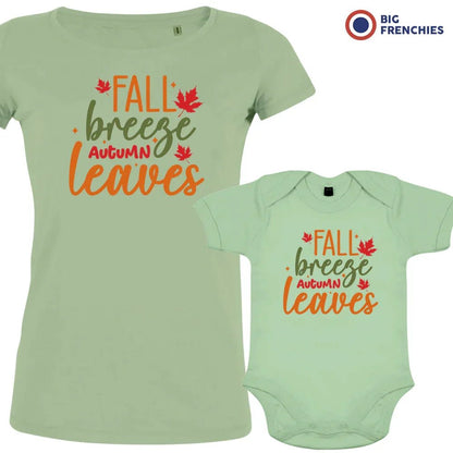 Fall Breeze Autumn Leaves Mom and Child Organic Cotton family Set (Set of 2) - Create Marketplace