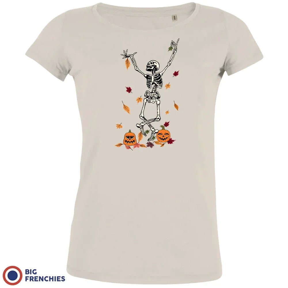 Fall Skeleton Dance Halloween Women's Organic Cotton Tee - Create Marketplace
