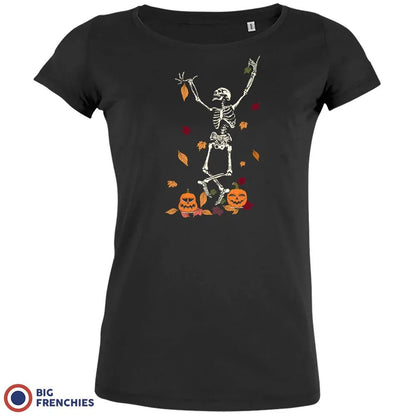 Fall Skeleton Dance Halloween Women's Organic Cotton Tee - Create Marketplace