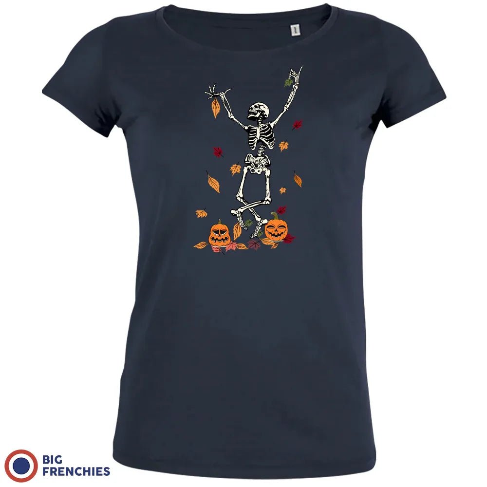 Fall Skeleton Dance Halloween Women's Organic Cotton Tee - Create Marketplace
