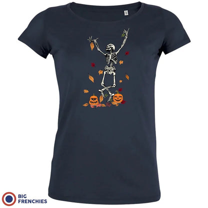 Fall Skeleton Dance Halloween Women's Organic Cotton Tee - Create Marketplace