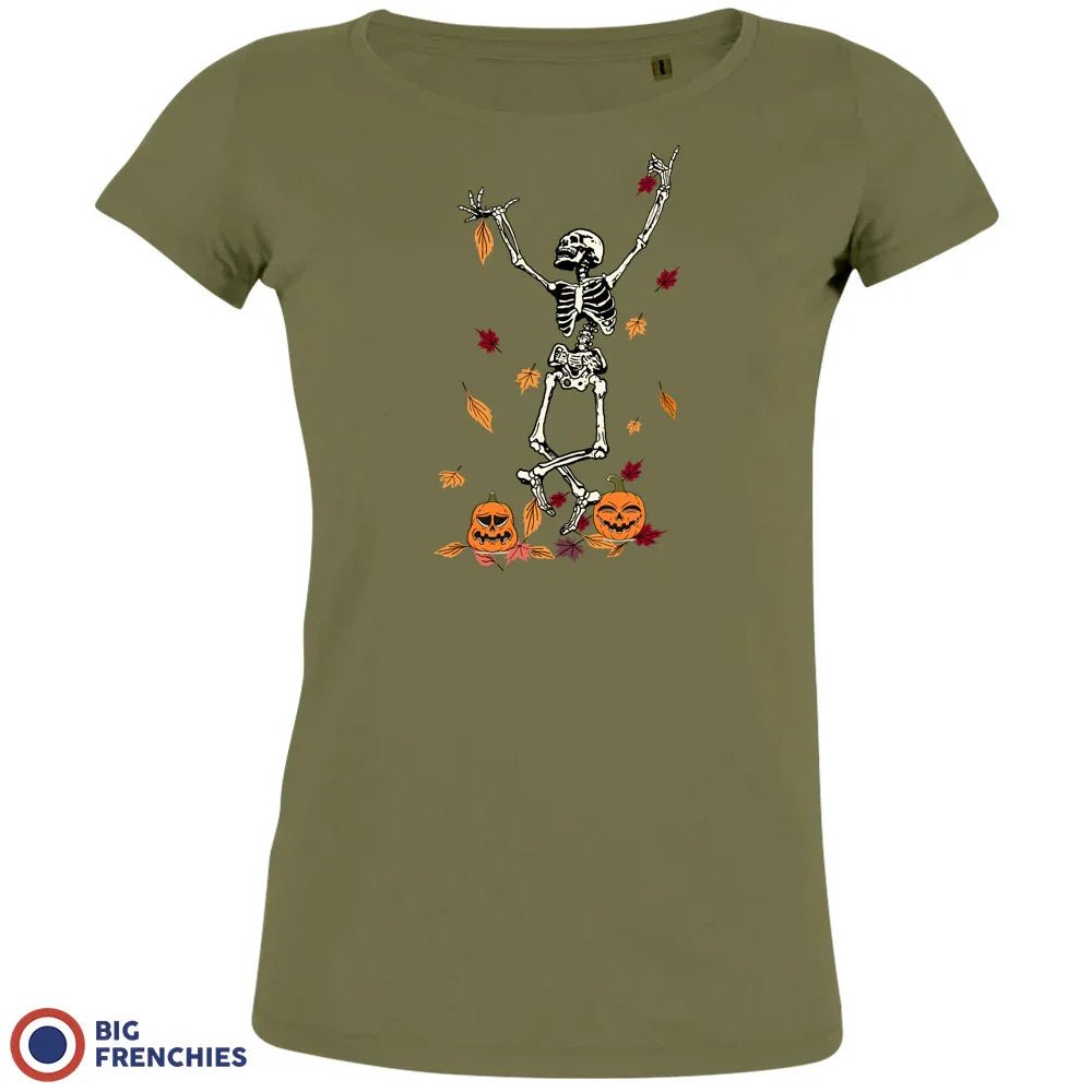 Fall Skeleton Dance Halloween Women's Organic Cotton Tee - Create Marketplace